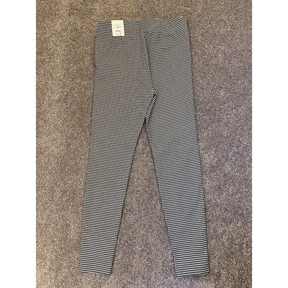 Zara Women's Hi Rise Pants Side Zip Black White Leggings Stretch Size L - NWT - Picture 4 of 12